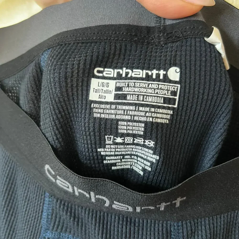 Carhartt navy blue thermal mid weight base layer pants longjohns MENS LARGE TALL